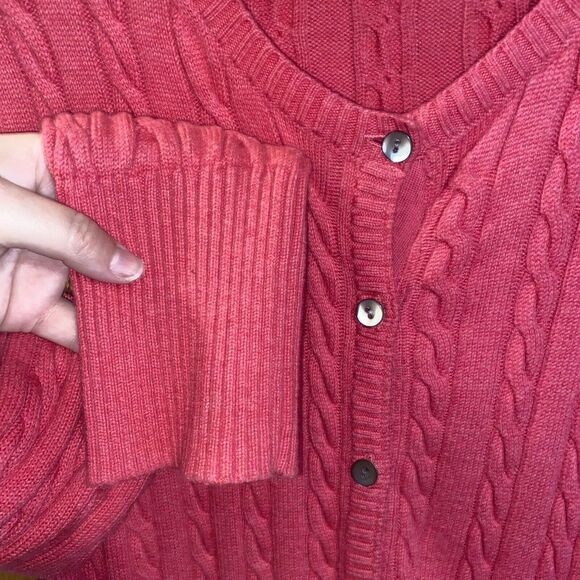 Eddie Bauer Midi Fisherman Pink Large Button Cardigan Pockets - Picture 4 of 5